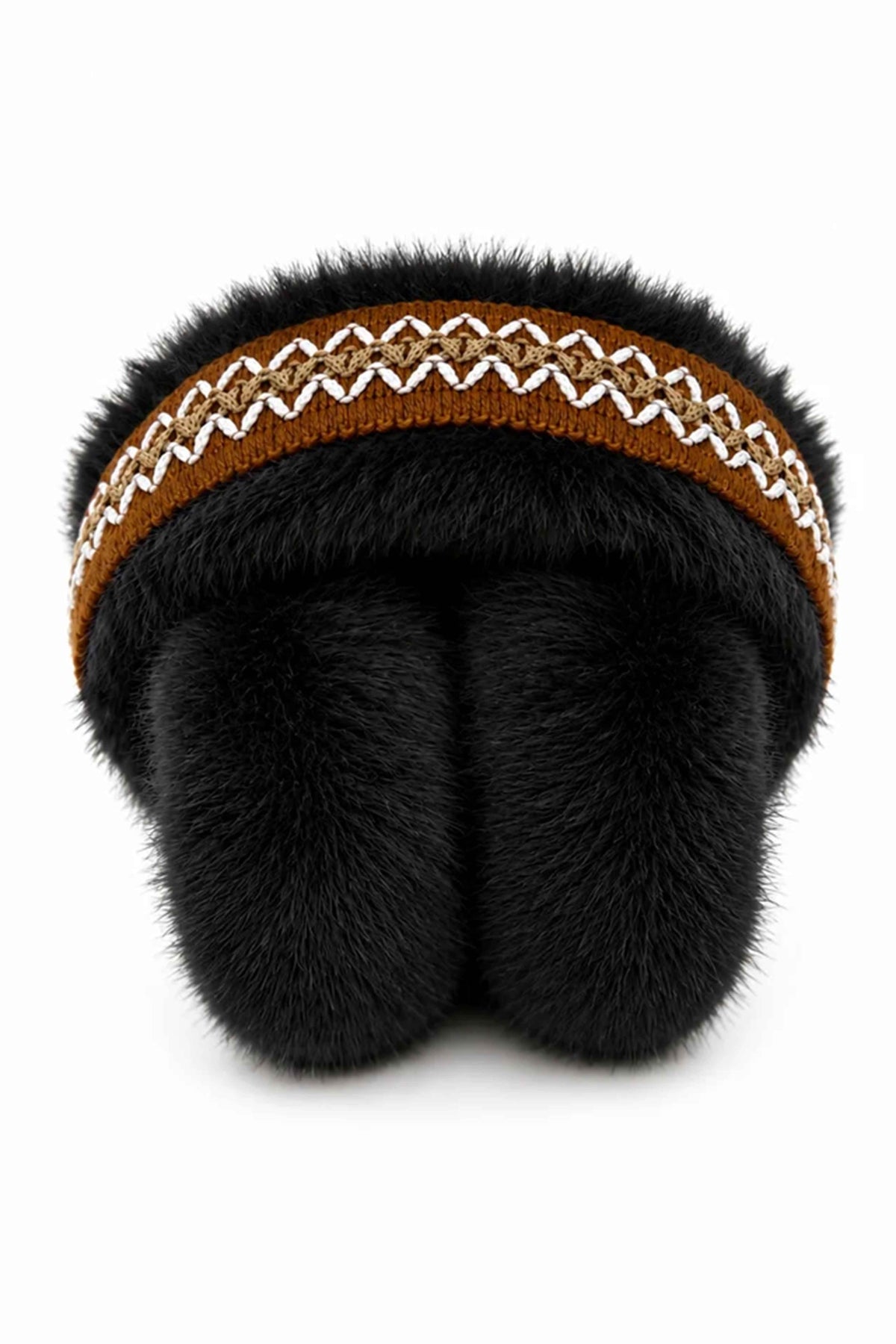 Women's Faux Fur Embroidered Headband Winter Earmuffs
