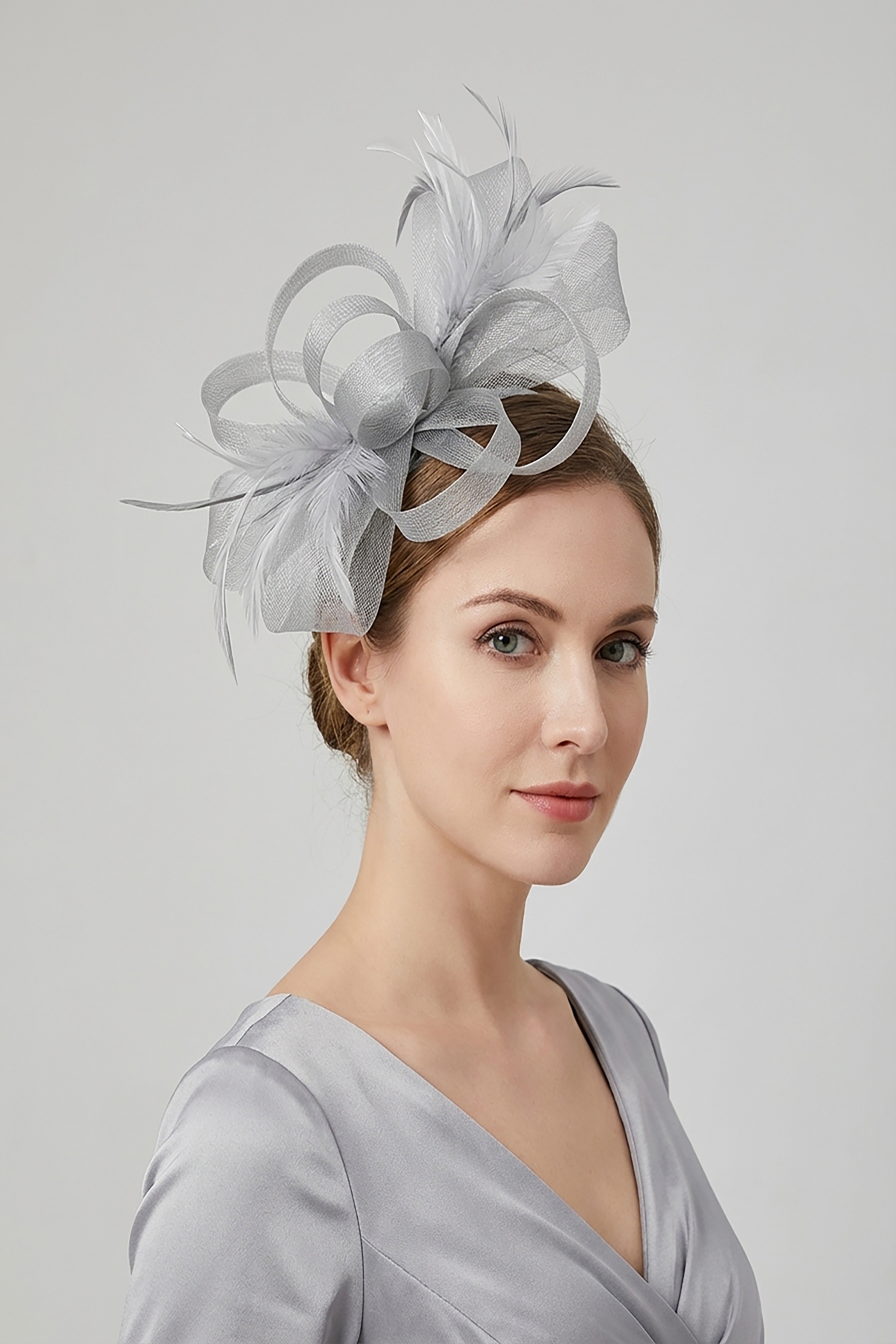 Ladies Loop Bow Feather Fascinator Headband Wedding & Race Day