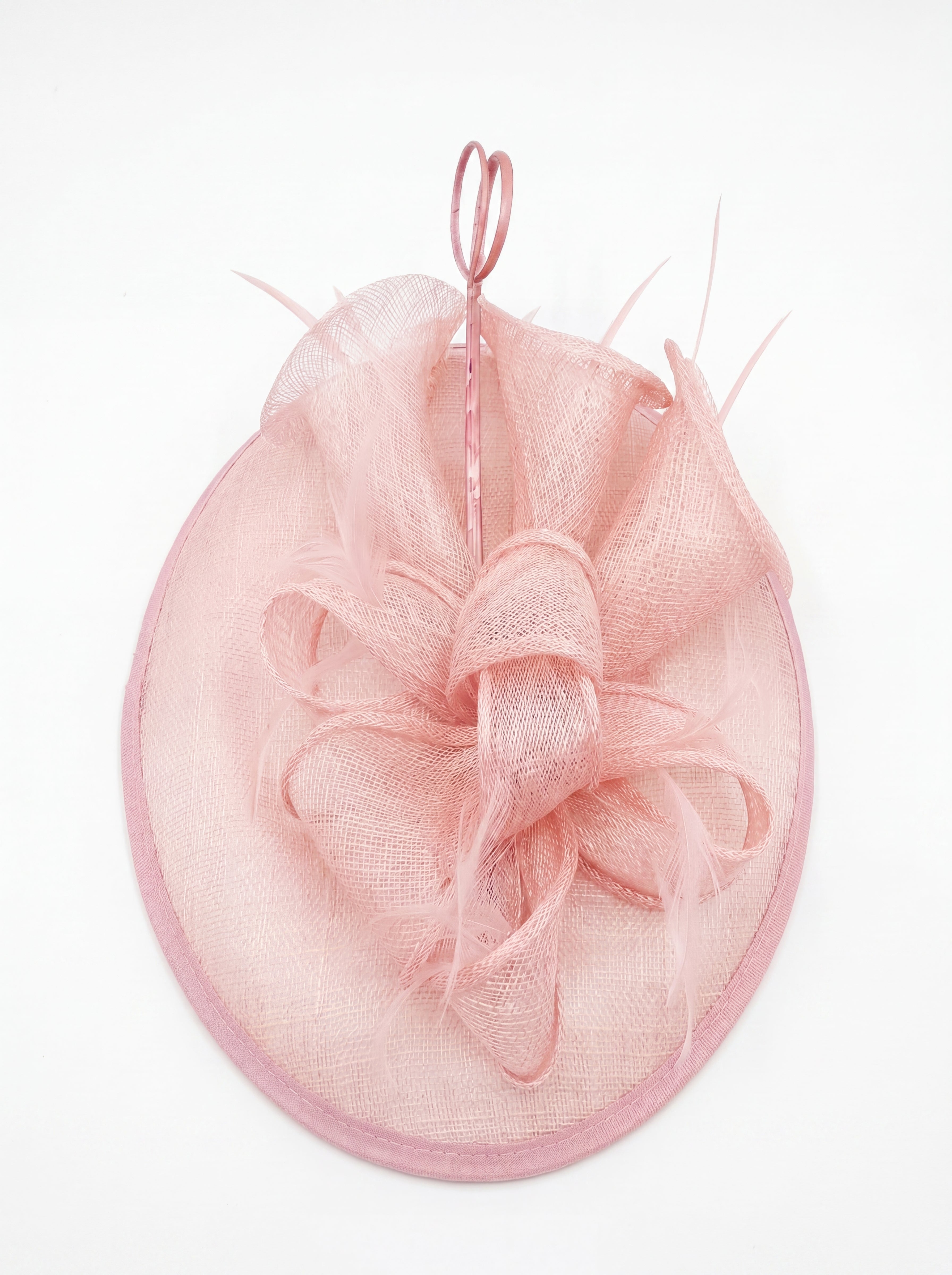 Statement Disc Fascinator with Petunia Flower and Feather Trim