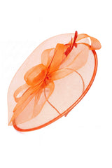 Women’s Mesh Disc Fascinator with Feather Trim, Loop Bow & Headband