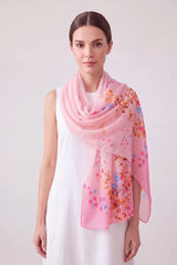 Abstract Lily Floral Print Chiffon Scarf