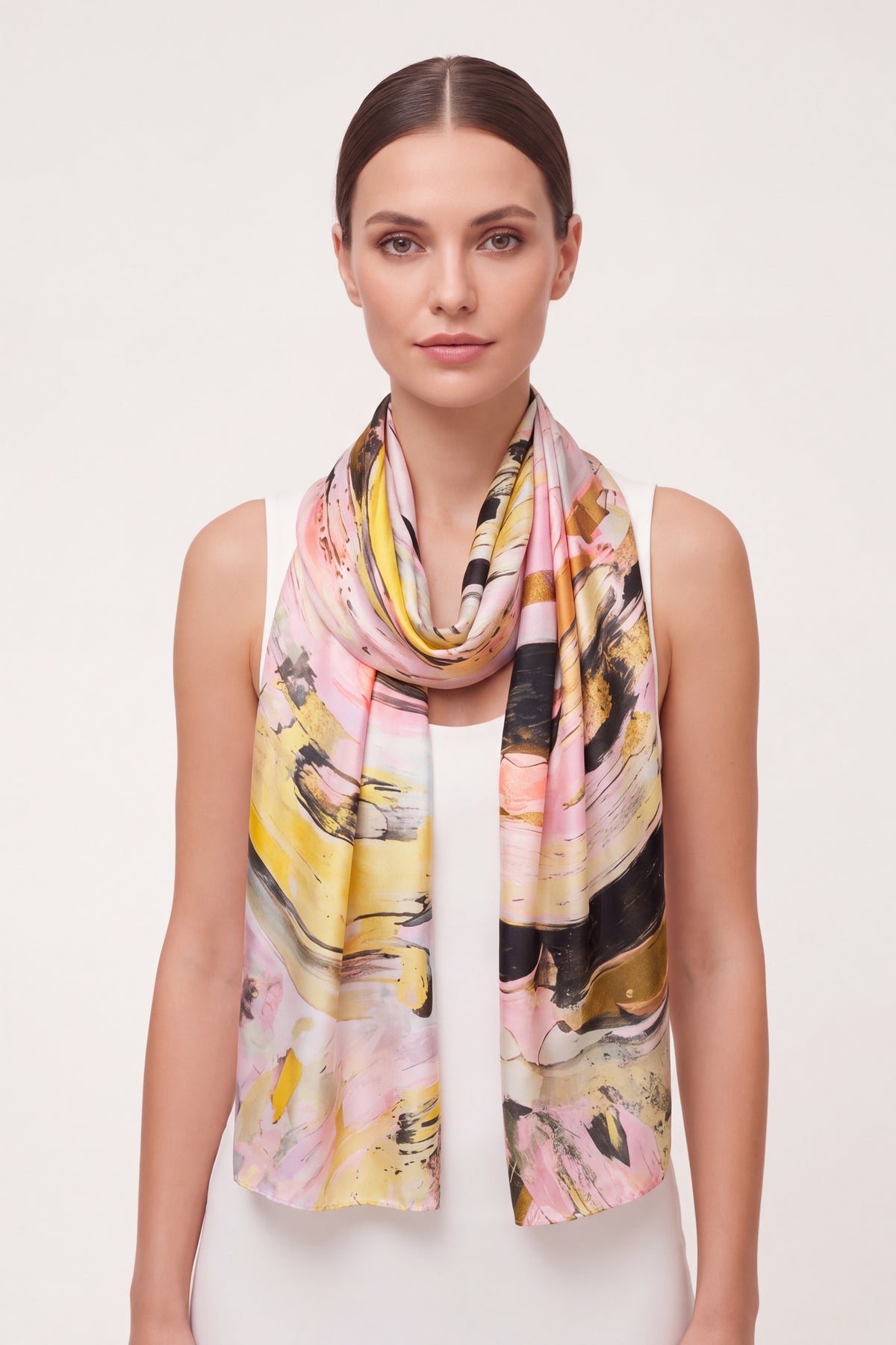 Colourful Feather Print Lightweight Scarf