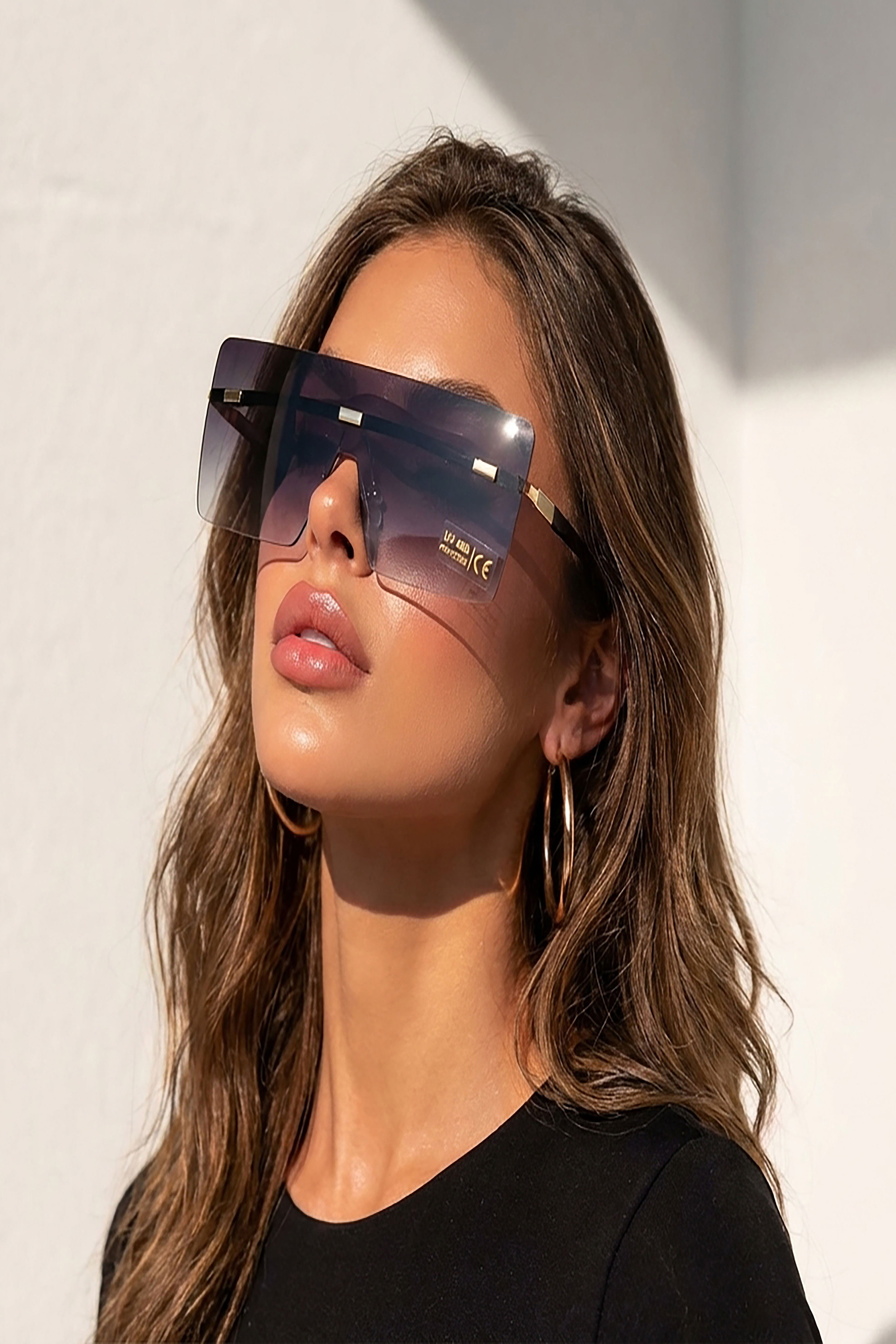 Oversized Rimless Visor Sunglasses