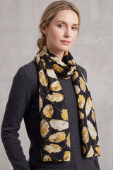 Women Metallic Leaf Print Lightweight Scarf