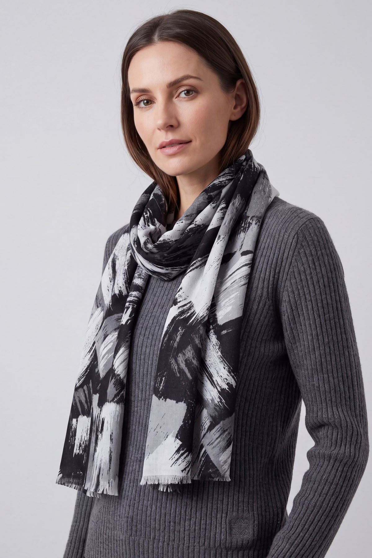 Women’s Abstract Brushstroke Print Scarf