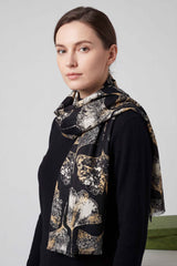 Women’s Metallic Ginkgo Leaf Print Scarf