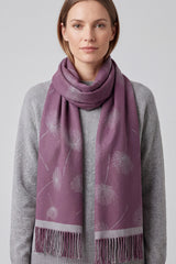 Women's Delicate Dandelion Print Fringed Scarf