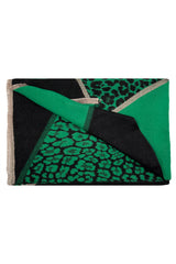 Women’s Leopard Pattern Colour Block Scarf with Fringe