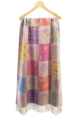 Women's Enchanted Forest Mosaic Scarf with Tassel Fringe