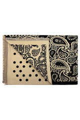 Women’s Paisley and Polka Dot Woven Scarf with Fringed Edges