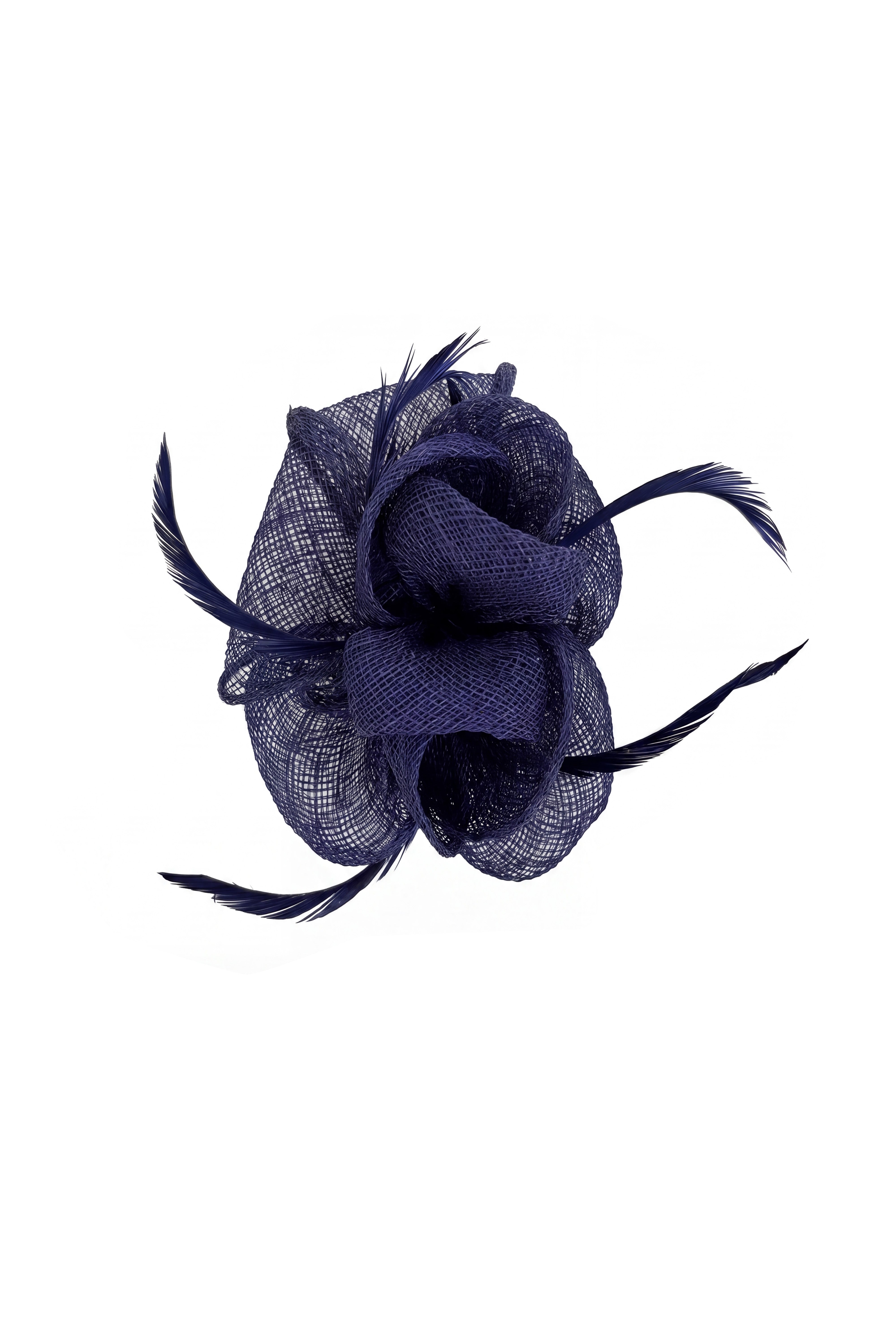 Small Sanity Flower Fascinator with Feather Trim – Dual Wear Brooch & Hair Clip