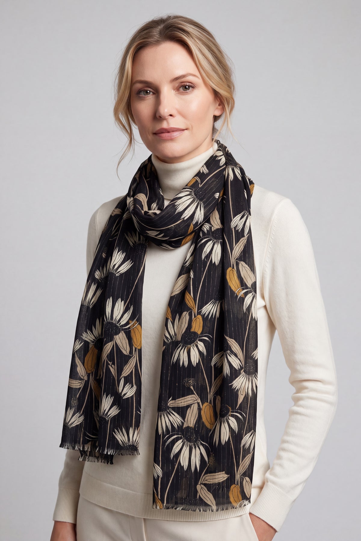 Vintage Floral Print Lightweight Scarf