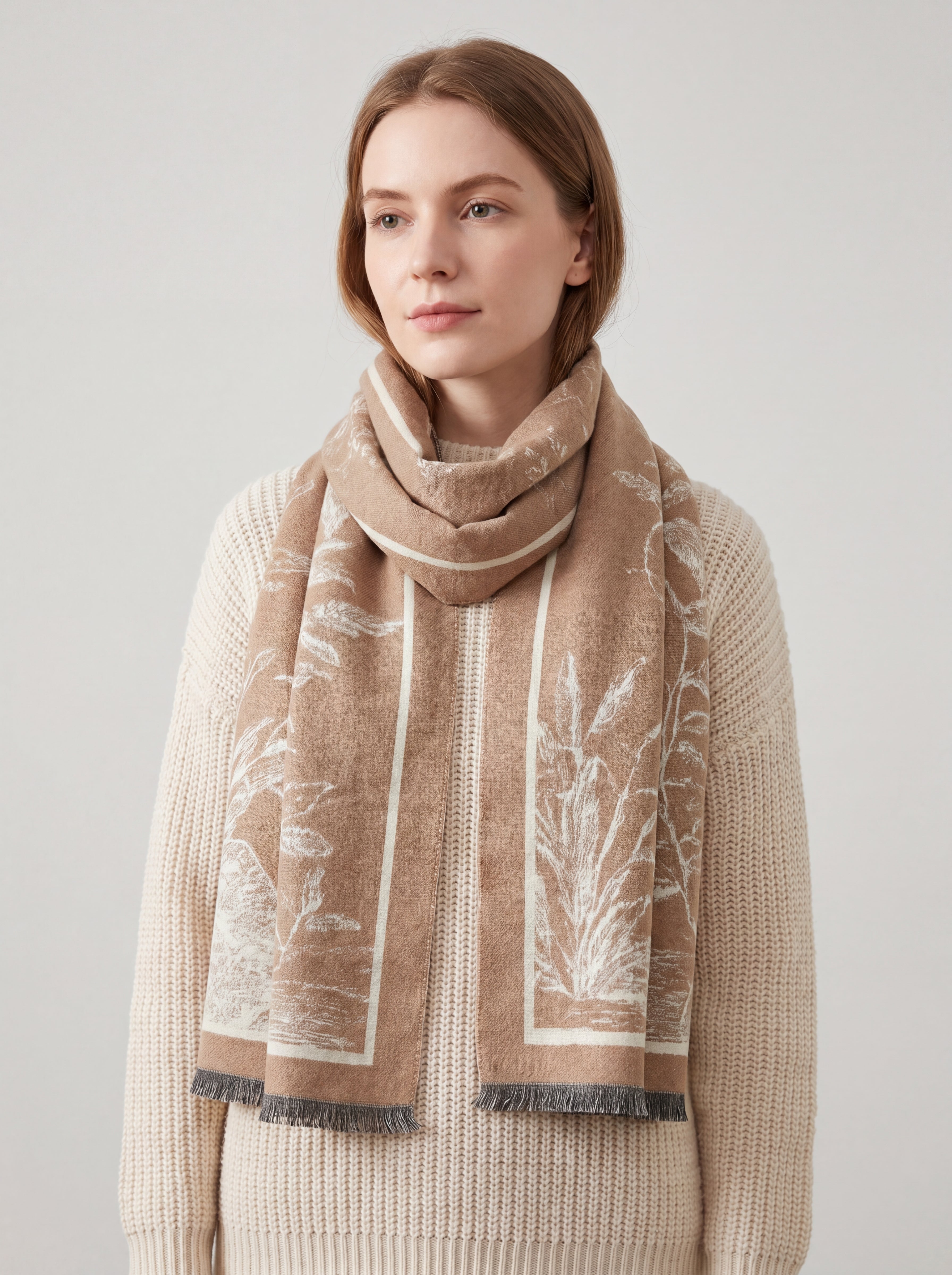 Elegant Botanical Border Shawl Wrap