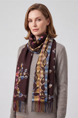 Women’s Abstract Floral & Stripe Tassel Scarf