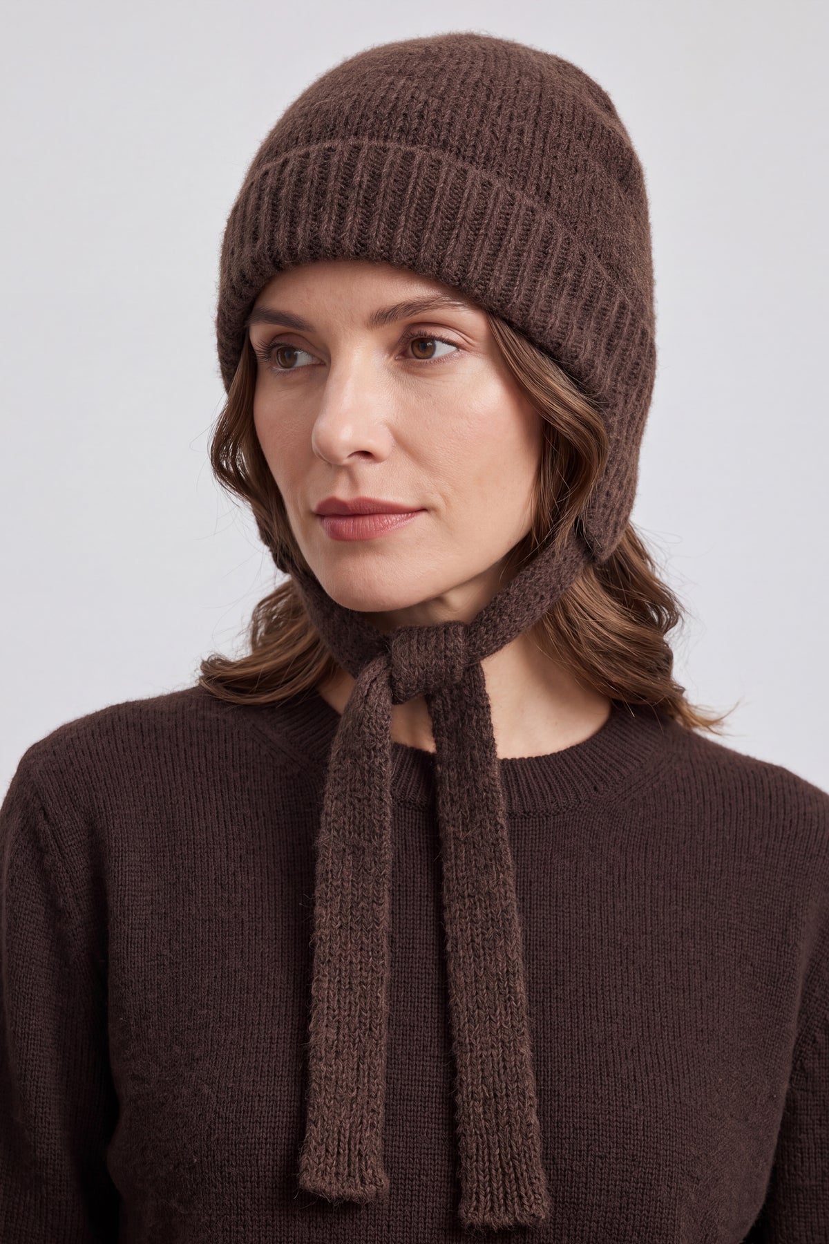 Women’s Soft Knit Tie Bonnet Hat with Chin Ties