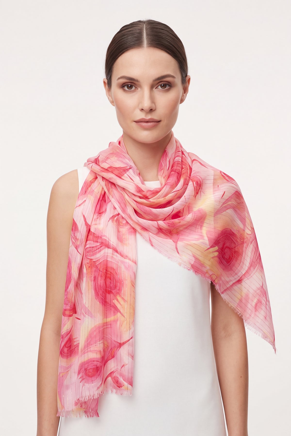 Abstract Watercolour Swirl Print Lightweight Summer Scarf