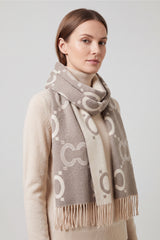 Women’s All-Over Geometric Print Reversible Fringed Scarf