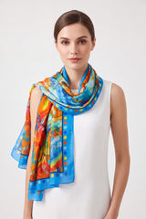 Soft Colourful Vibrant Textured Print Scarf