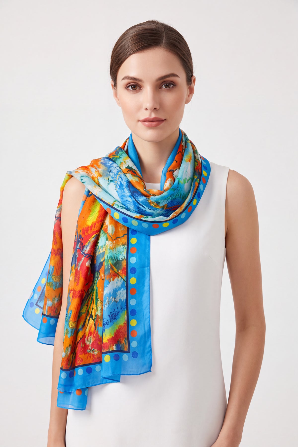 Soft Colourful Vibrant Textured Print Scarf