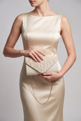 Embellished Envelope Clutch Bag with Gold Chain Strap
