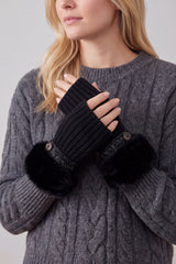 Faux Fur Cuff Bow Touchscreen Gloves