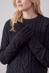 Touchscreen Soft-Touch Gloves with Vintage Button Cuff