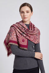Paisley Pattern Reversible Scarf – Soft Touch, Fringed Edges