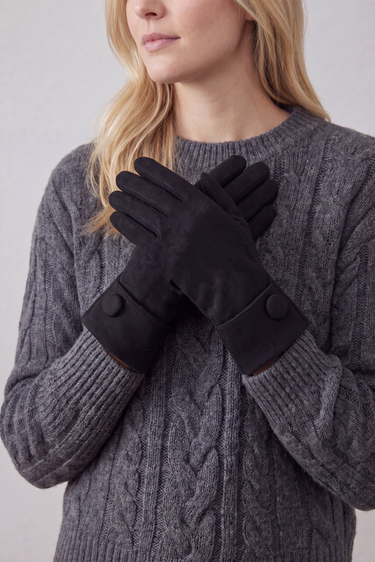 Women’s Classic Button Detail Gloves in Soft Cotton Blend