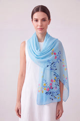 Abstract Lily Floral Print Chiffon Scarf