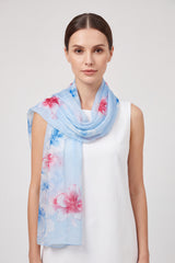 Colourful Floral Print Chiffon Lightweight Scarf
