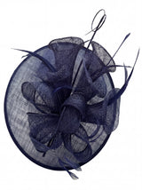 Statement Disc Fascinator with Petunia Flower and Feather Trim