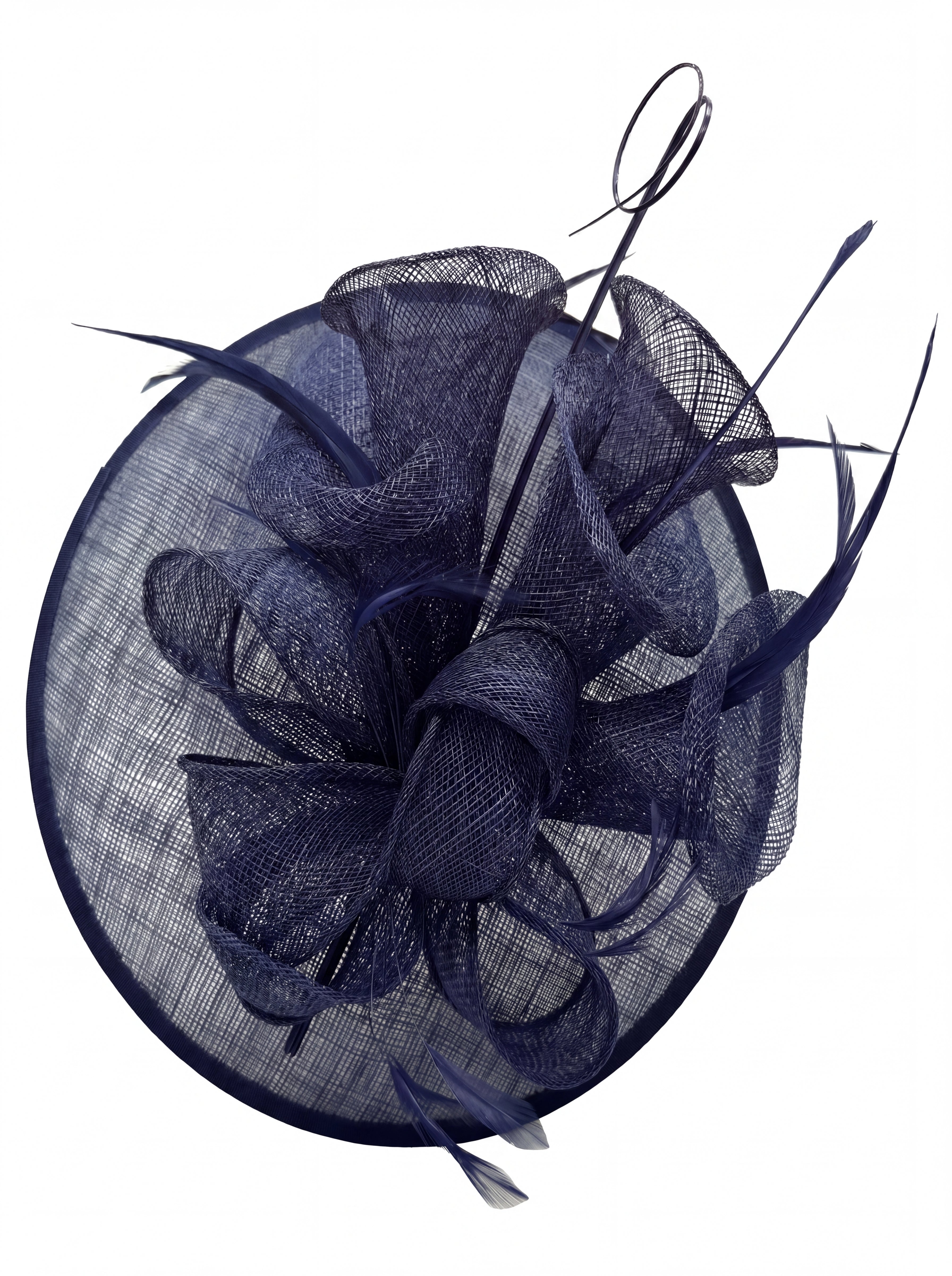 Statement Disc Fascinator with Petunia Flower and Feather Trim
