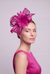 Curly Sinamay Fascinator with Feather Flower