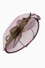 Women’s Mesh Disc Fascinator with Feather Trim, Loop Bow & Headband
