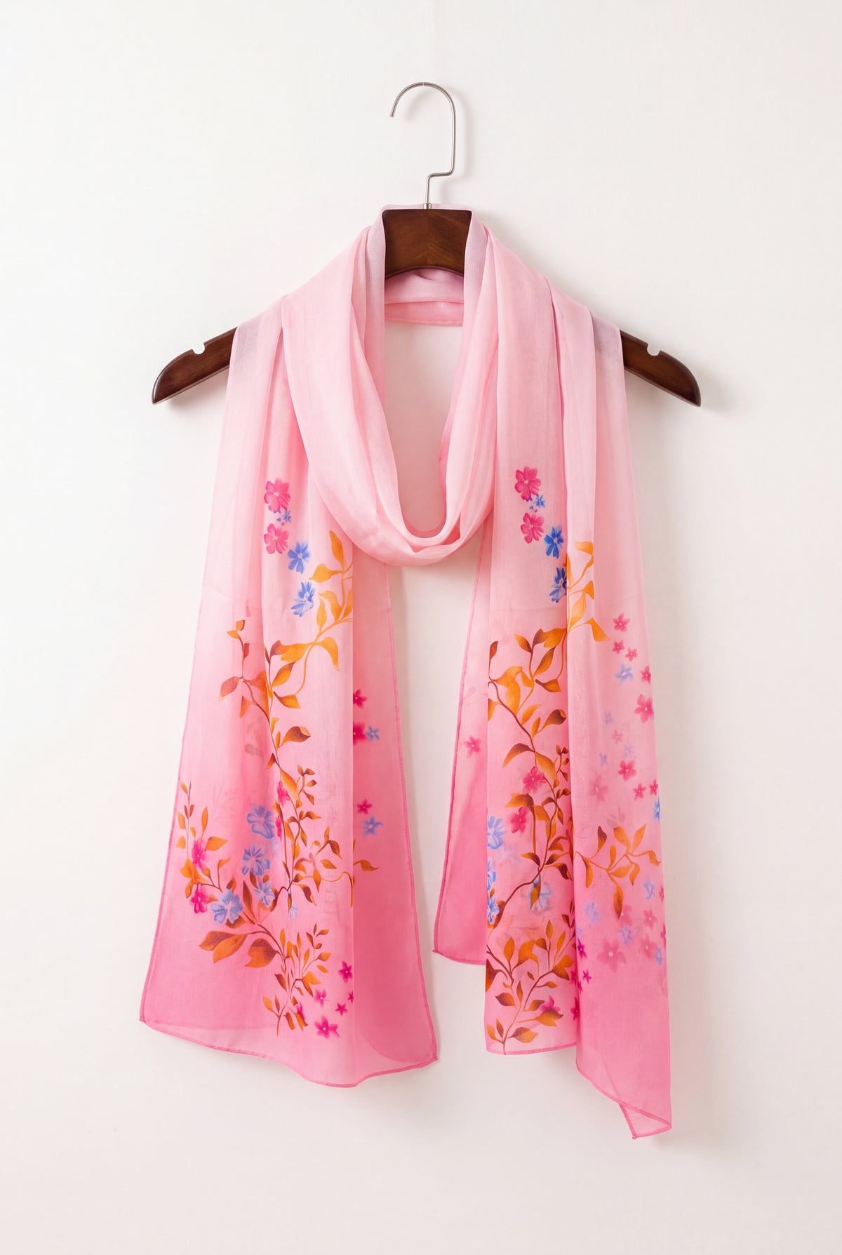 Abstract Lily Floral Print Chiffon Scarf
