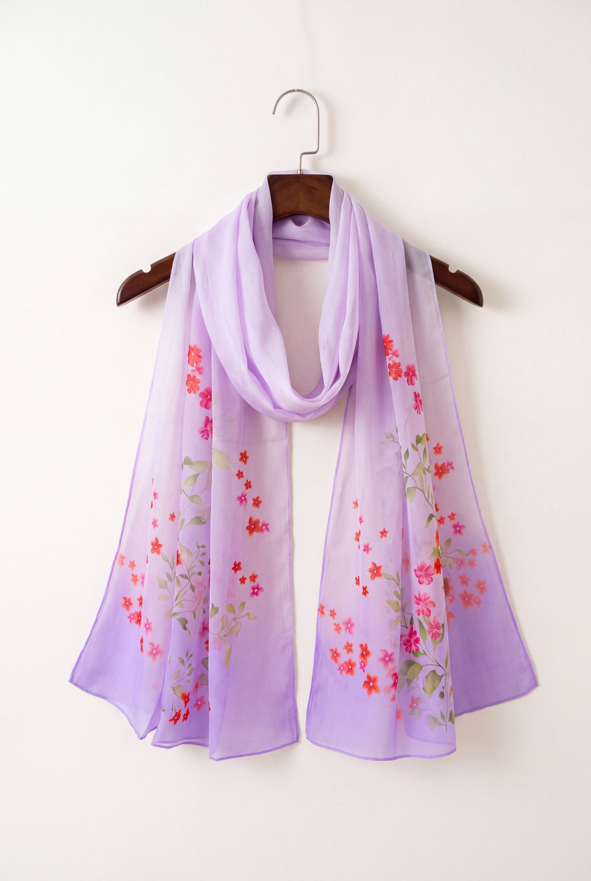 Abstract Lily Floral Print Chiffon Scarf