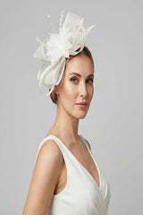 Curly Sinamay Fascinator with Feather Flower