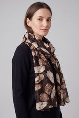 Women Metallic Leaf Print Lightweight Scarf