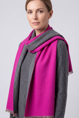 Women's Reversible Two-Tone Woven Scarf with Fringed Edges