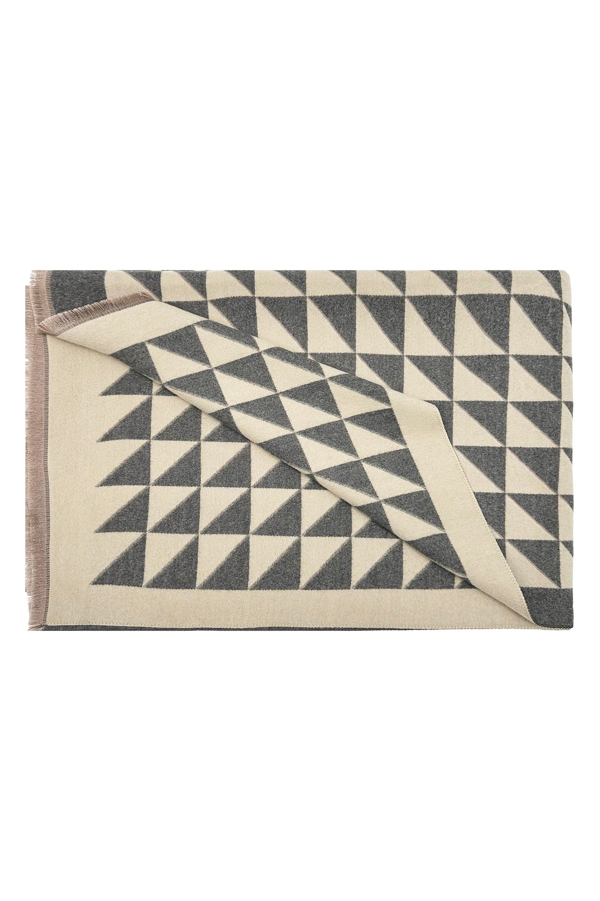 Women’s Two-Tone Triangle Pattern Scarf with Fringe
