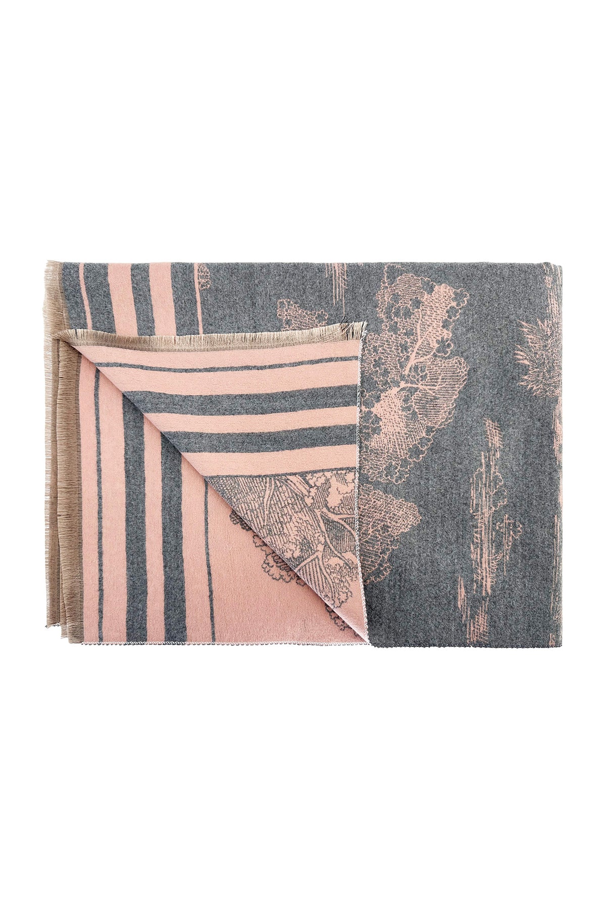 Women’s Toile Print Woven Scarf with Fringed Edge