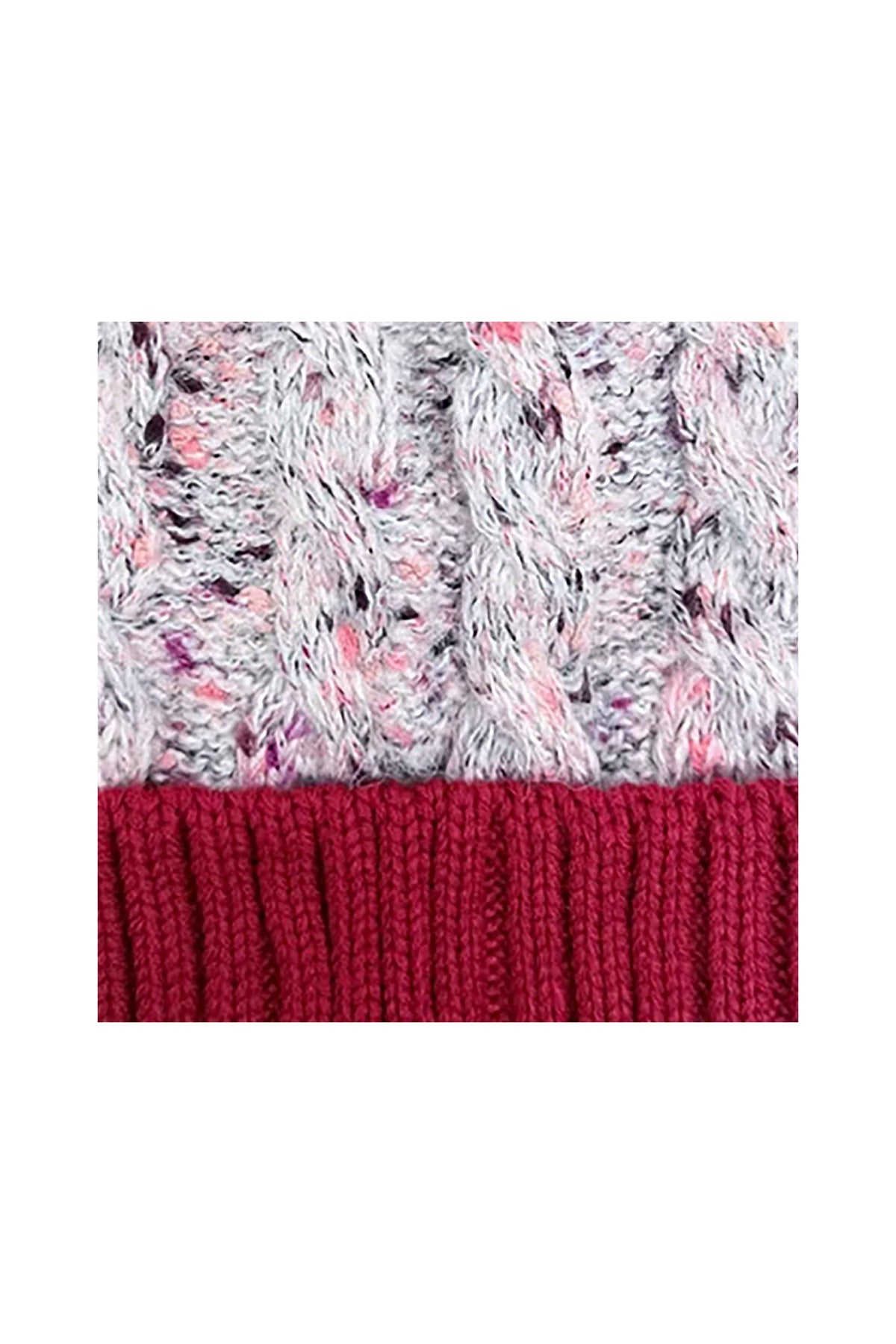 Women’s Two-Tone Cable Knit Faux Fur Pom Bobble Hat