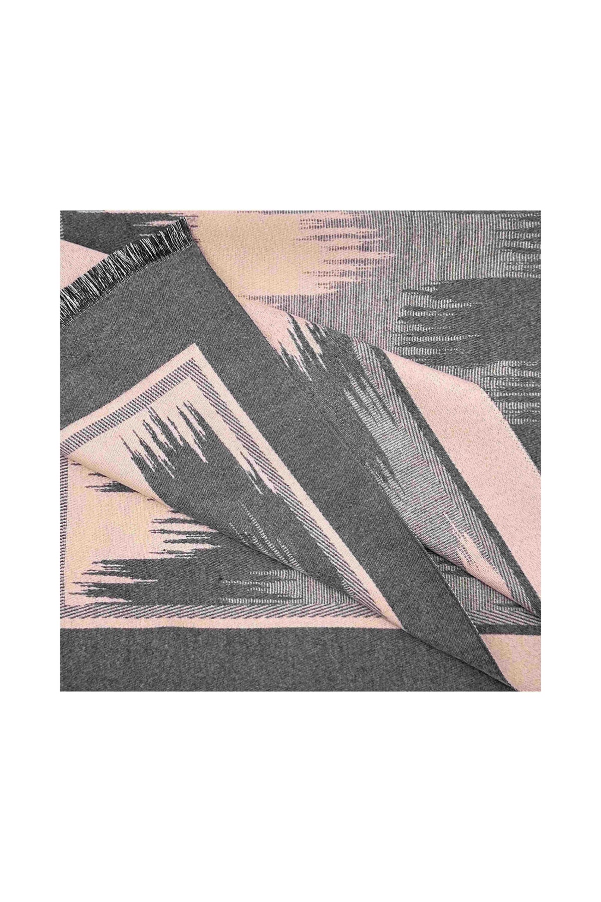 Women Abstract Pattern Woven Scarf with Fringed Edges