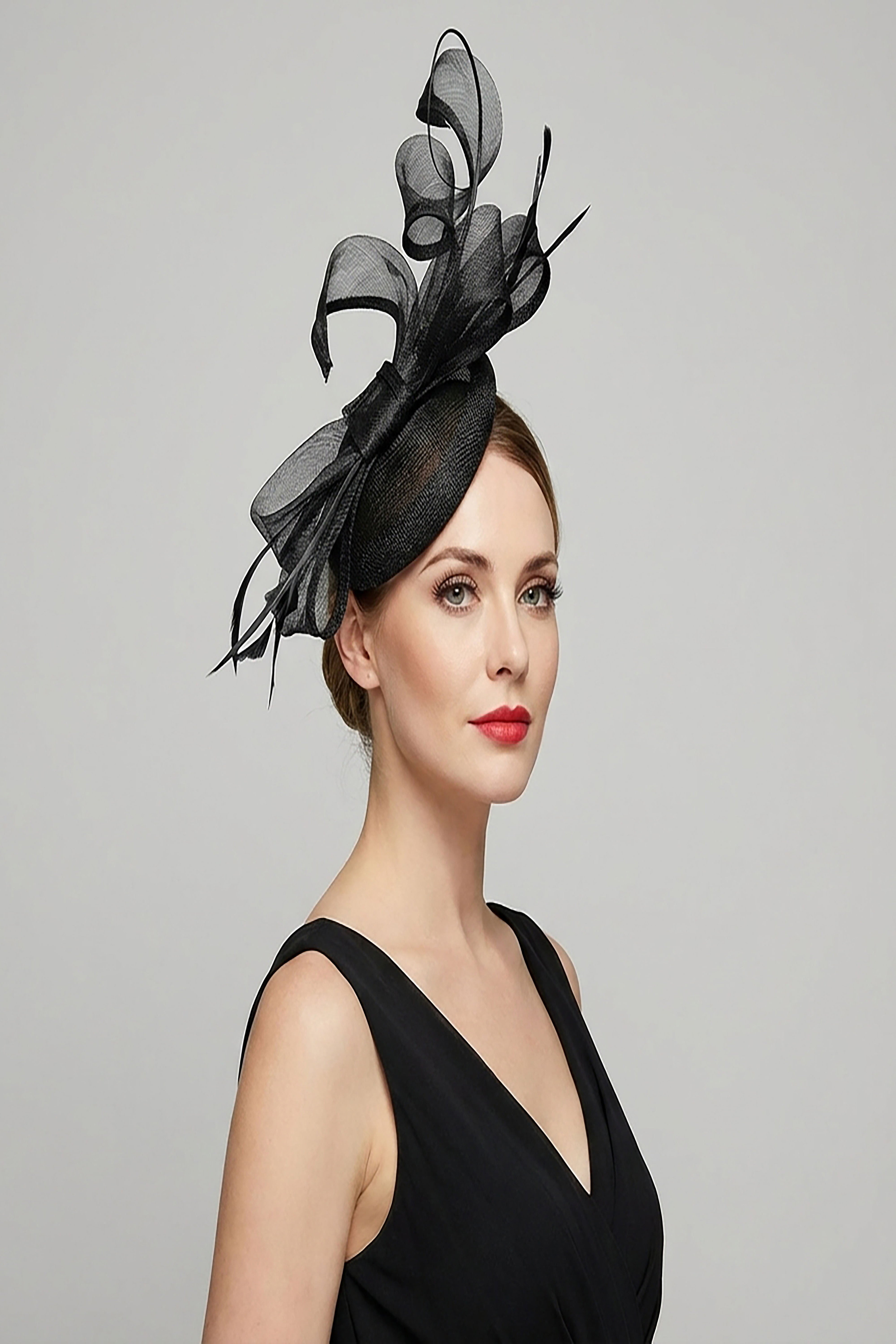 Elegant Loop Mesh Fascinator with Feather Detail