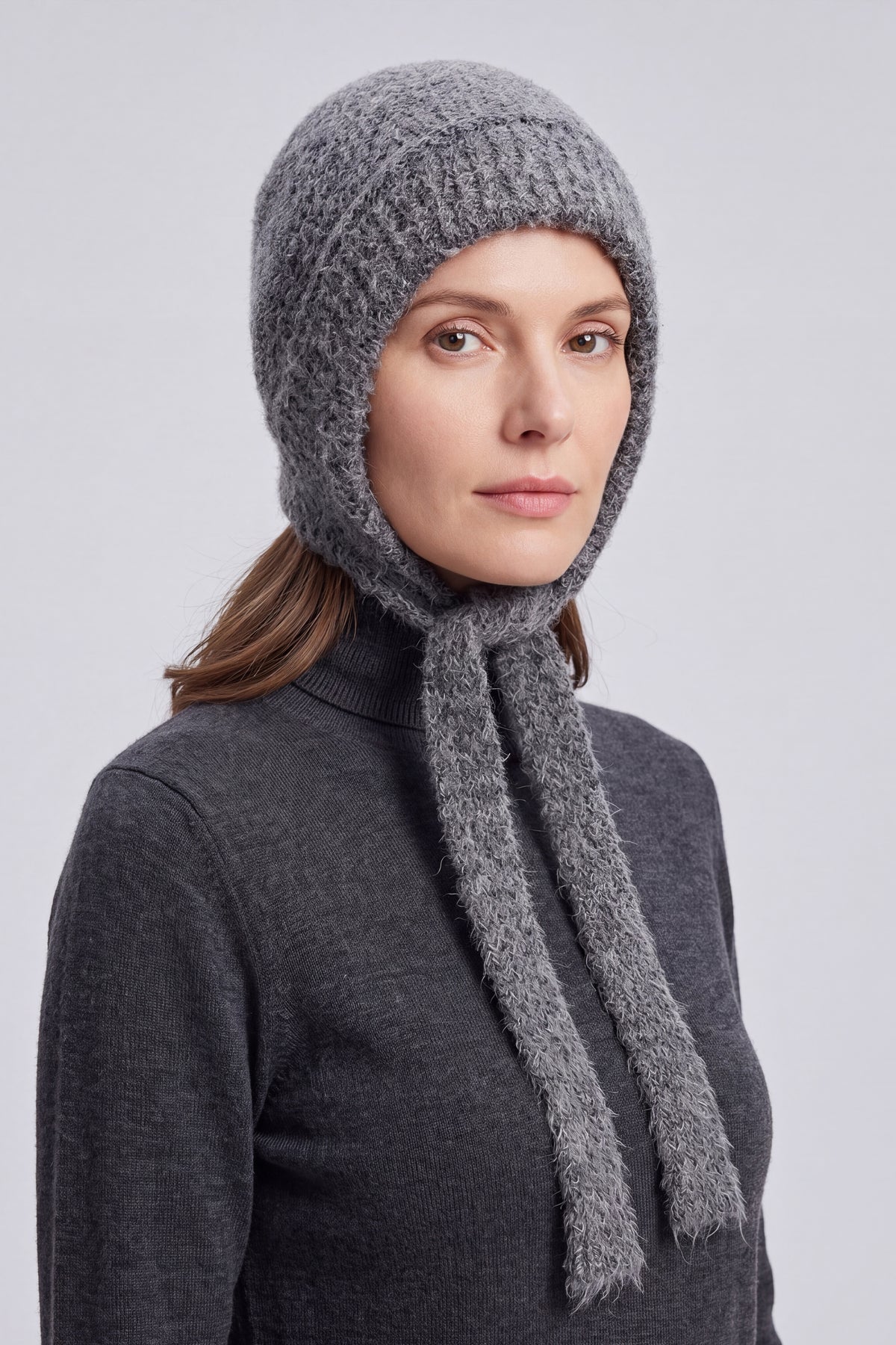 Women’s Soft Knit Tie Bonnet Hat with Chin Ties