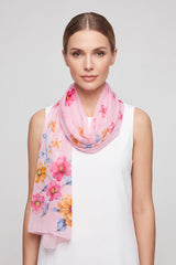 Soft Colourful Floral Bloom Print Chiffon Scarf