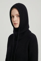 Soft Plain Knitted Balaclava Hood-2-in-1 Hat and Scarf