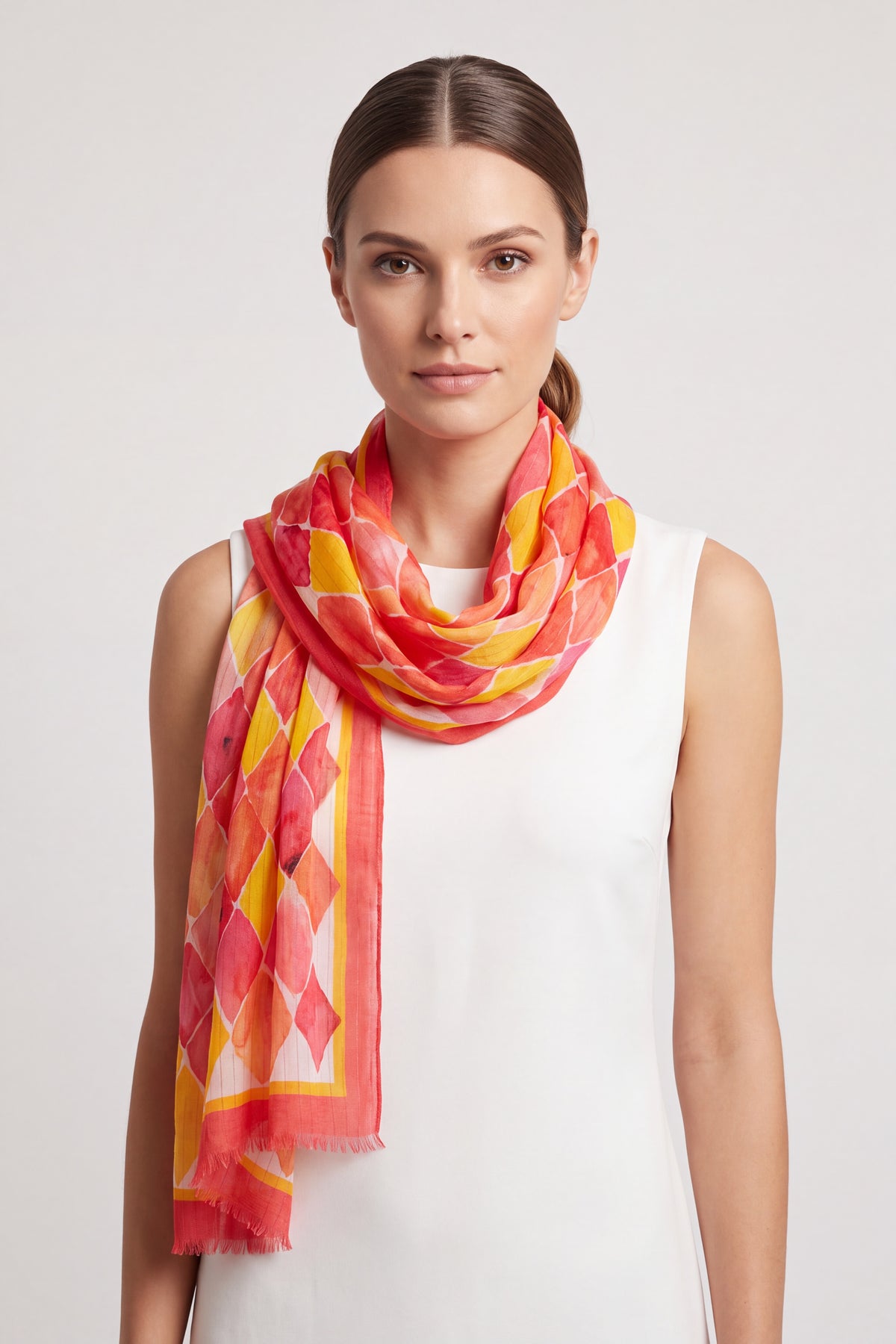 Abstract Diamond Print Lightweight Summer Scarf