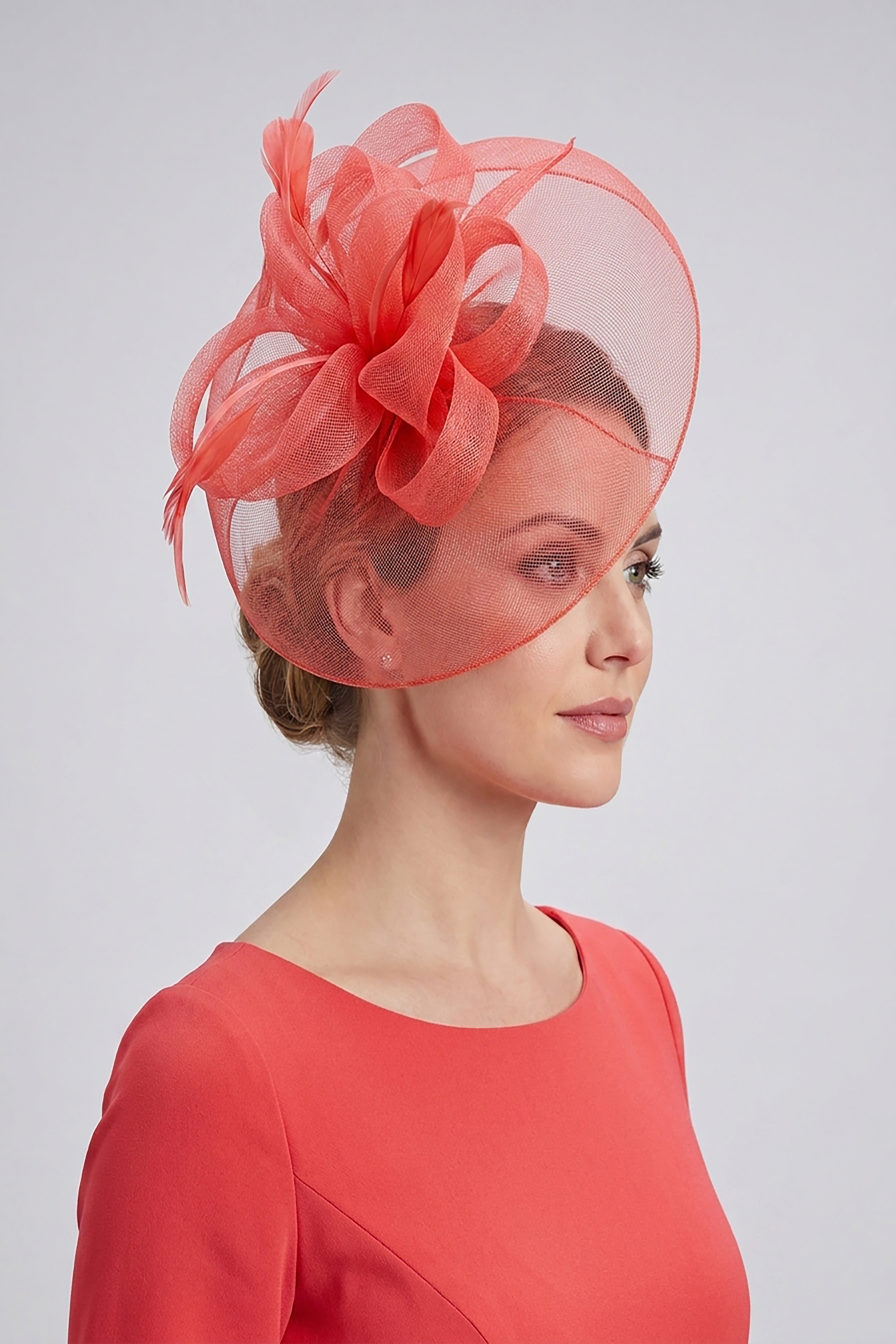 Statement Mesh Occasion Fascinator with Feather Trim