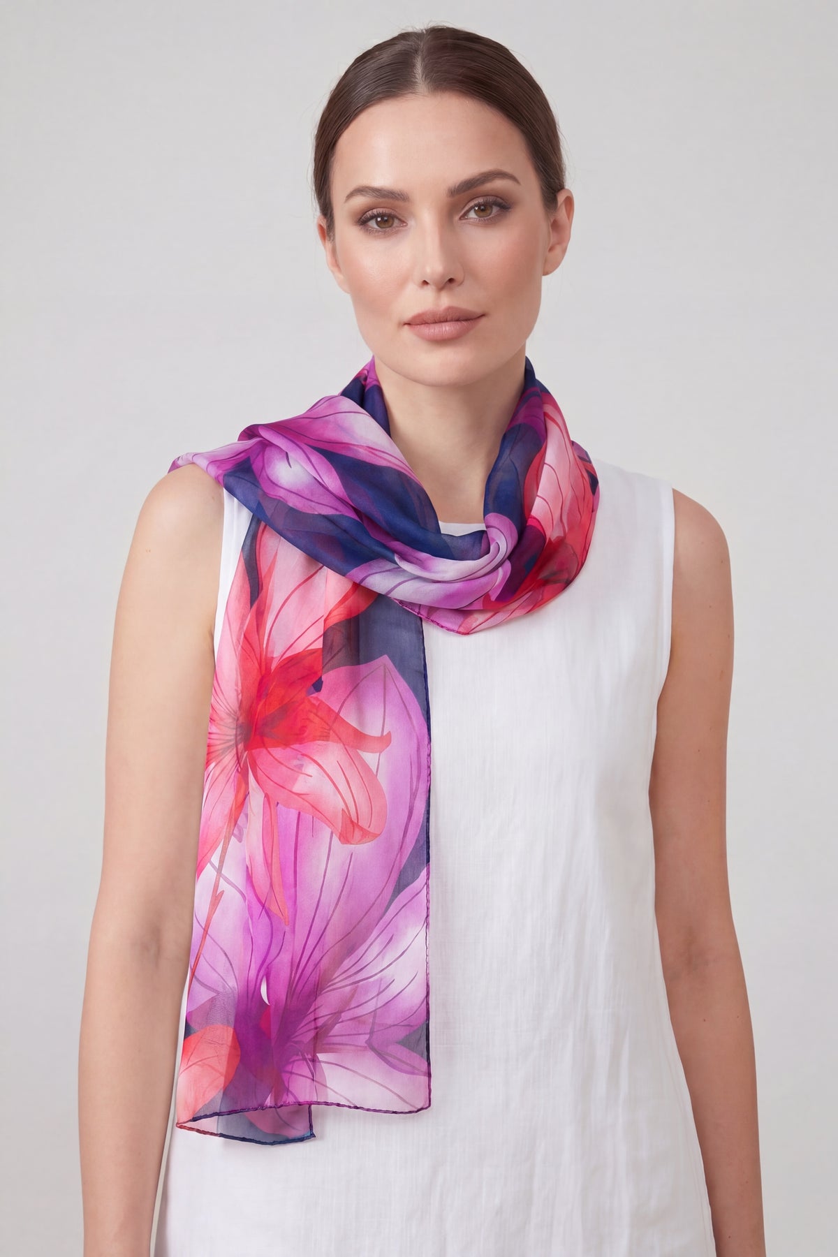 Watercolour Bright Floral Lightweight Scarf